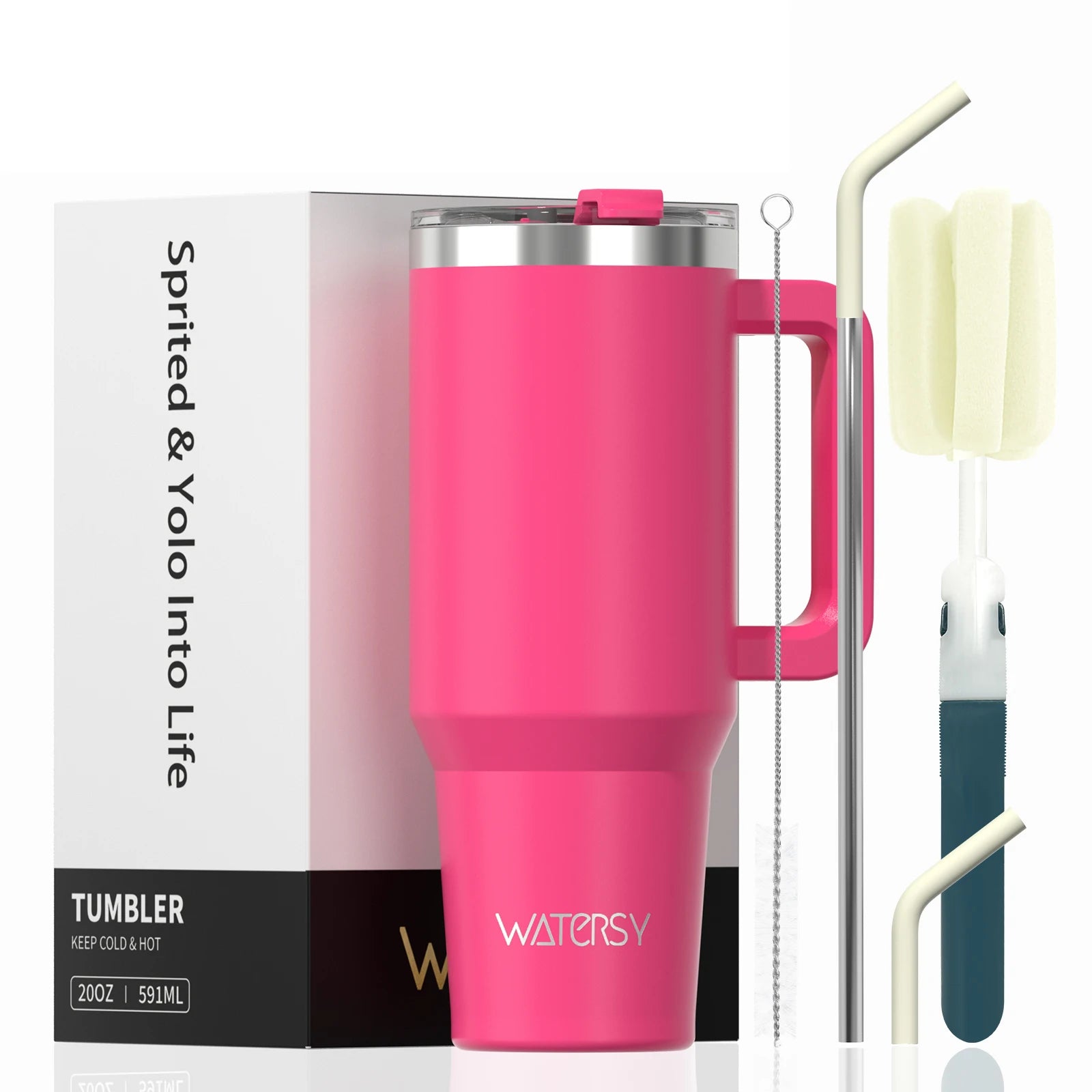 🌸 Insulated Tumbler with Handle & Straw 20 oz (Liquorice Black)