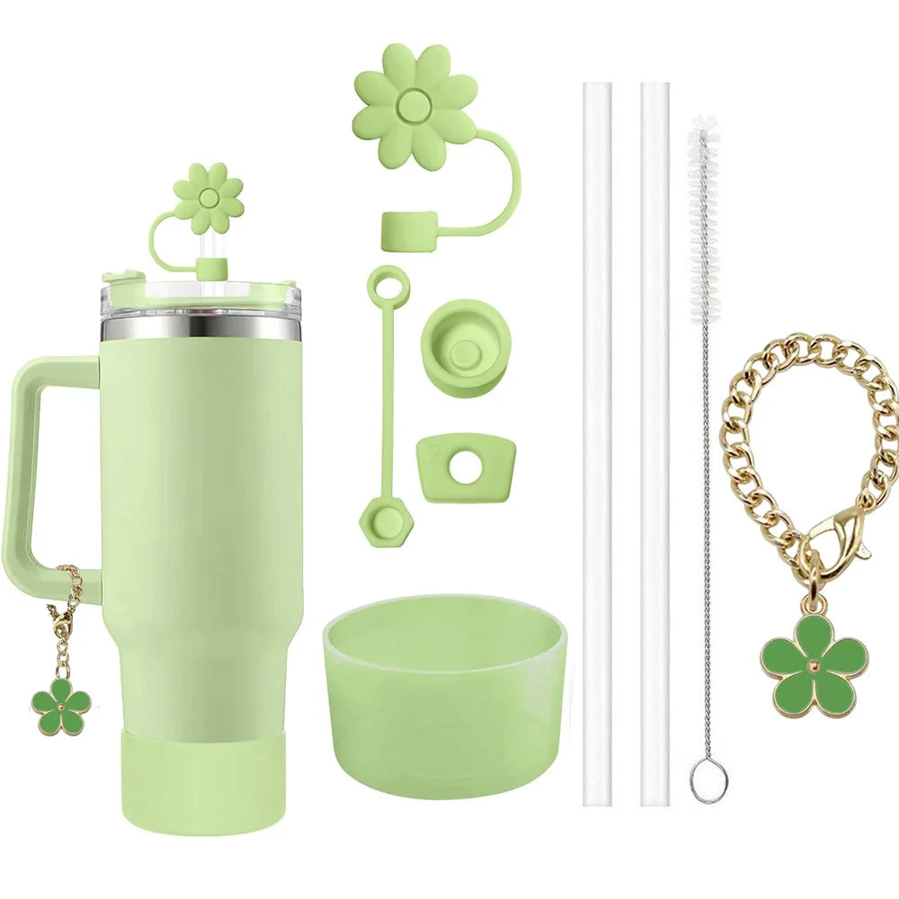 🌸 9-Piece Bottle Accessories Set (Matcha Green)