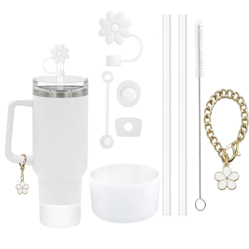 🌸 9-Piece Bottle Accessories Set (Pearl White)
