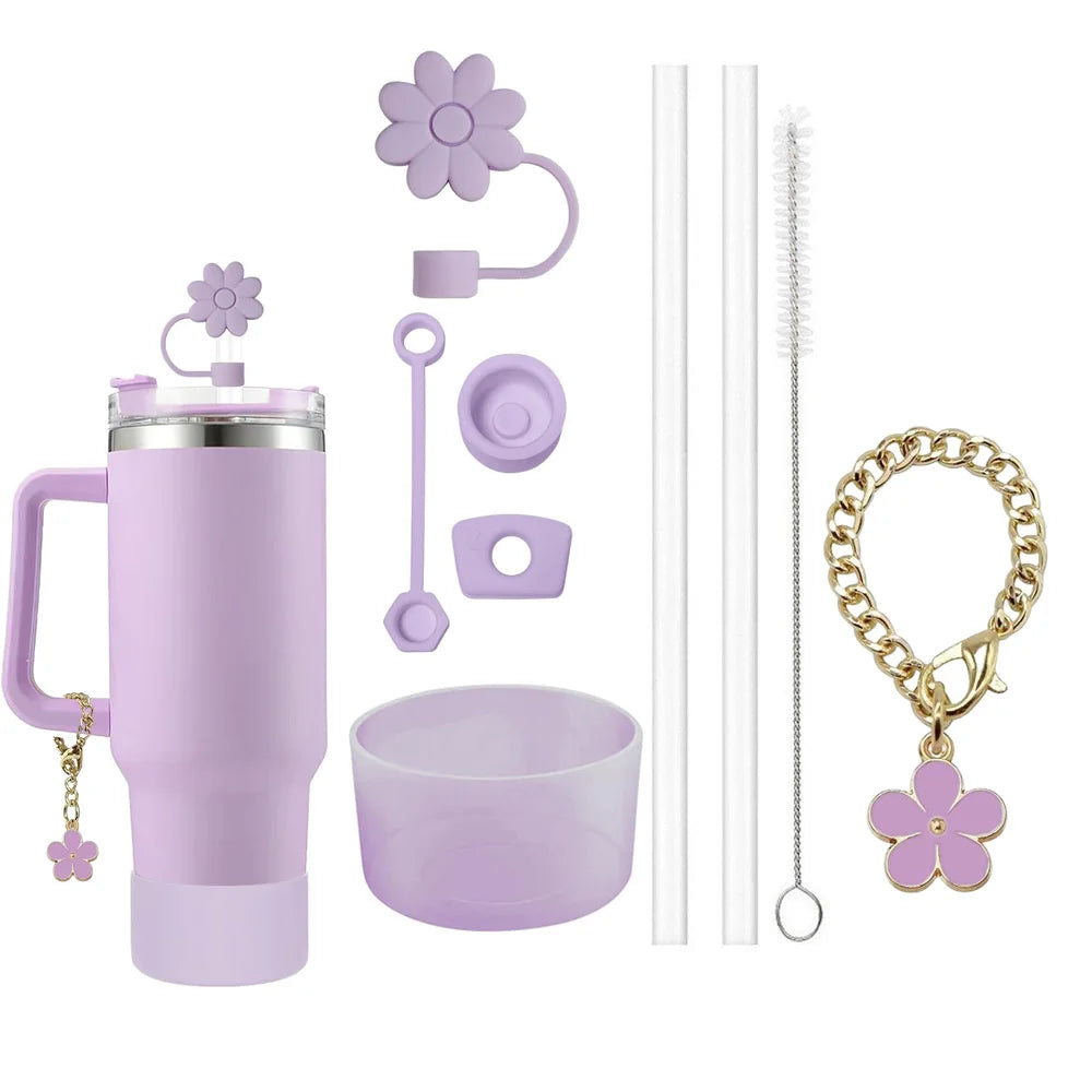 🌸 9-Piece Bottle Accessories Set (Lavender Purple)